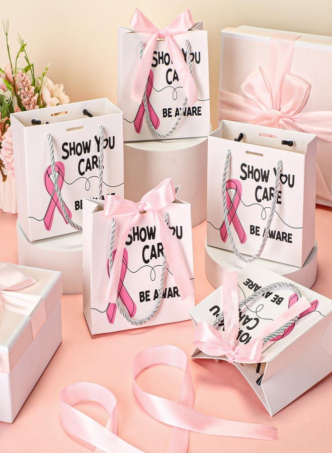 Weekgrat 25 Pack Paper Breast Cancer Awareness Gift Bags Small Pink Ribbon Bags with Handles Bow Show You Care Breast Cancer Fighter Accessories for Women Men, 5.51 x 2.36 x 4.72 inch - Image 5